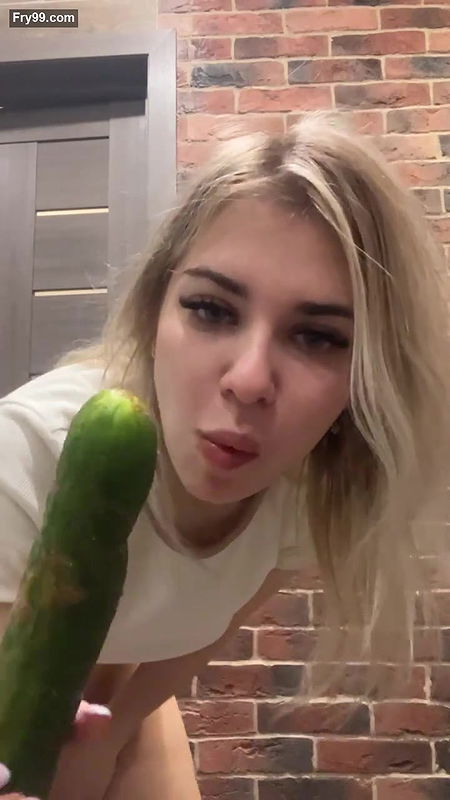 Misty Phoenix Licking a pooped cucumber