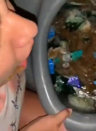 Portapottyqueen Gagging while tasting strangers shit in portapotty