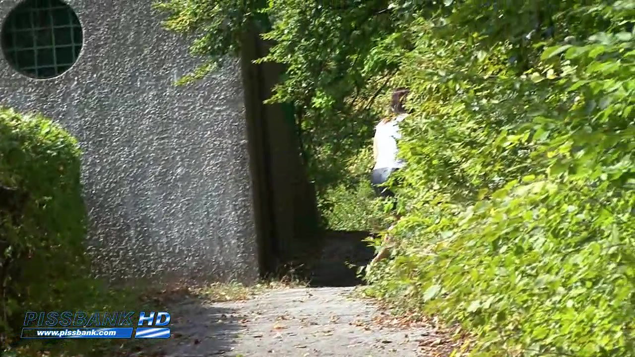 ture brunette caught peeing stairs