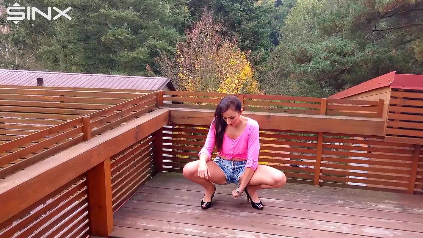 te Brunette Is Caught Wetting Her Hotpants