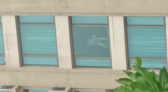 Couple fucking in hotel, captured by peoples from outside