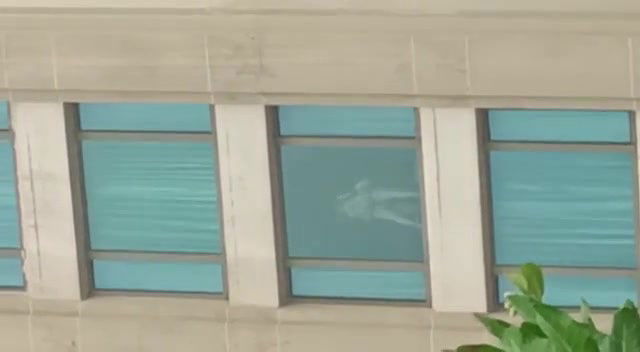 Couple fucking in hotel, captured by peoples from outside