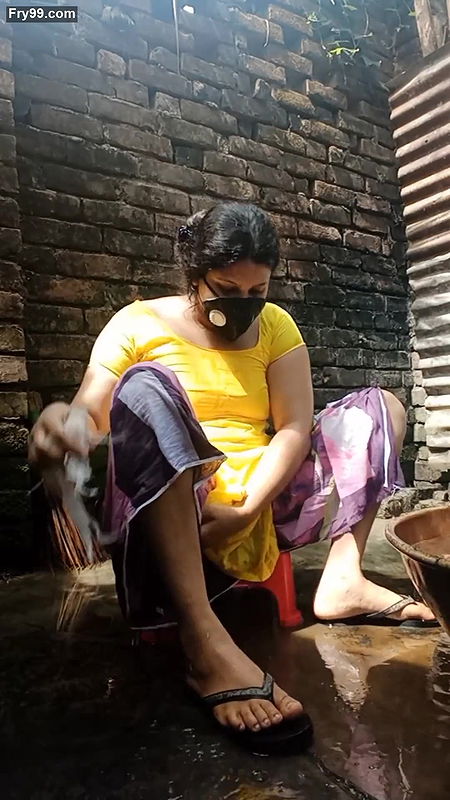 Bathing scene with peeing of a beautiful village sexy girl