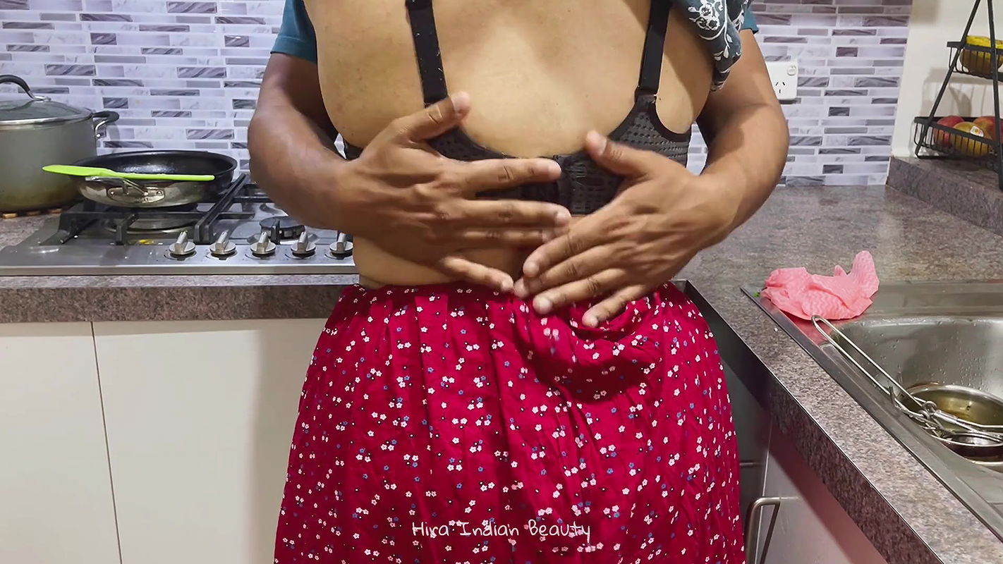 Indian Maid Enjoying with her Boss – Moaning Sex – Standing Pussy Eating – Boobs Press