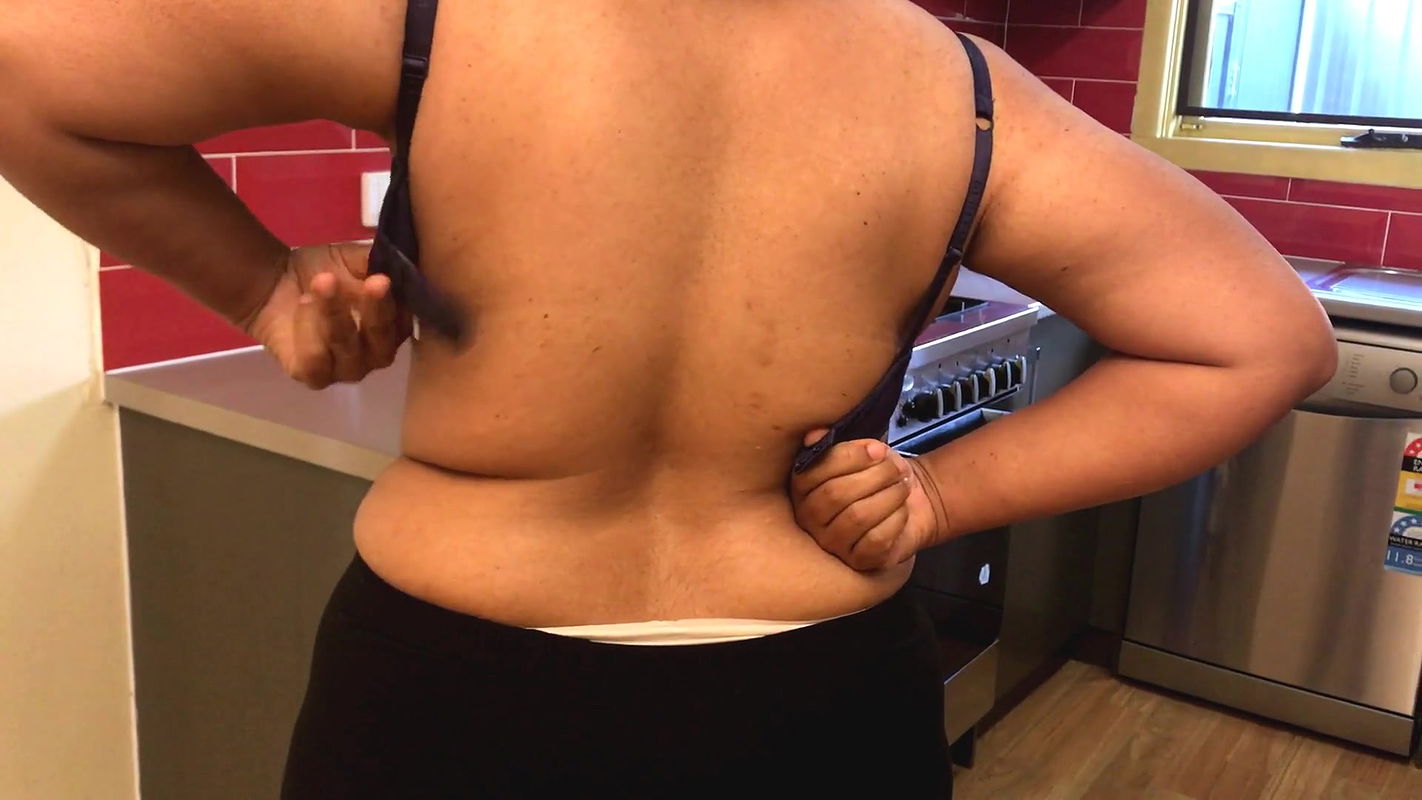 Hot Brown Desi Milf changes her bra