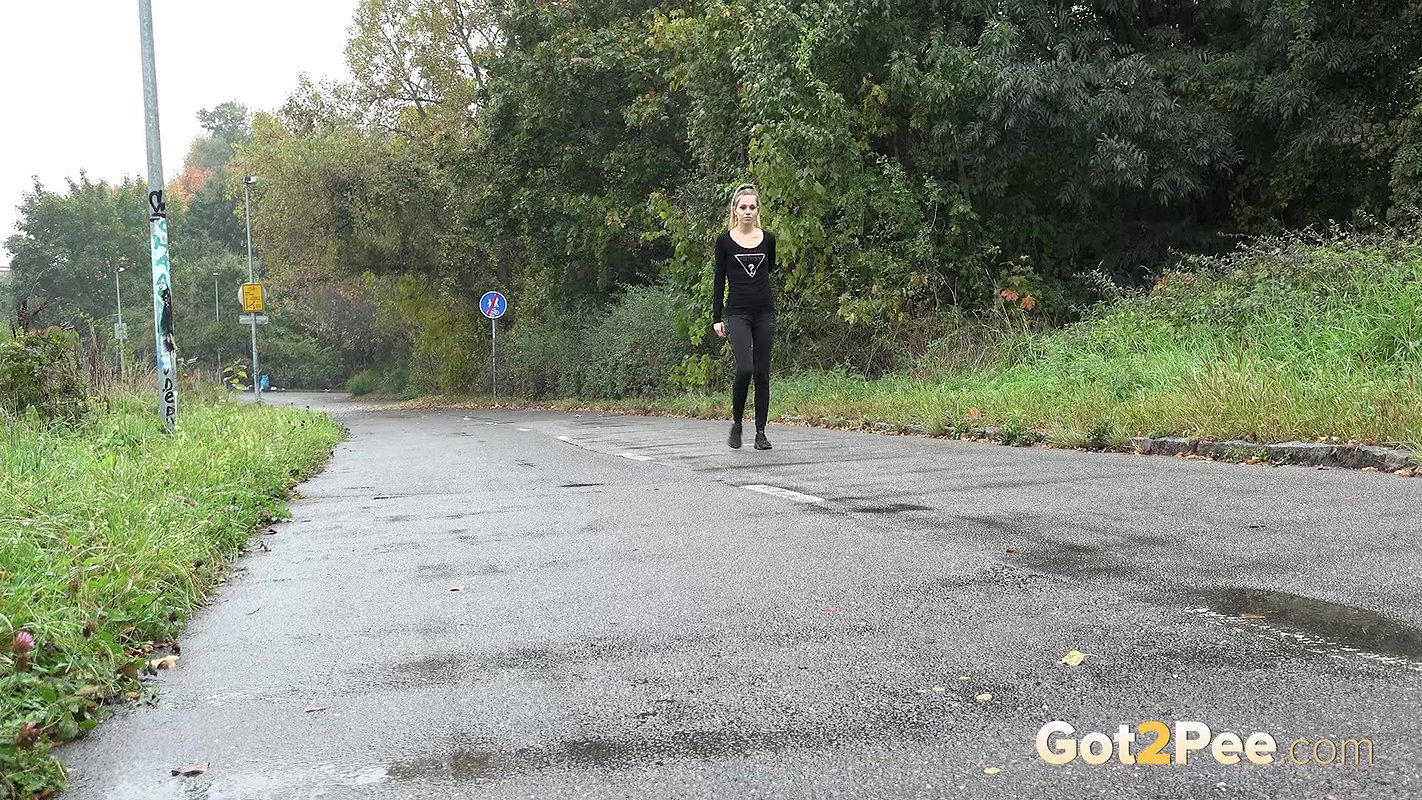 Blonde European Squats To Piss On The Road Got2pee