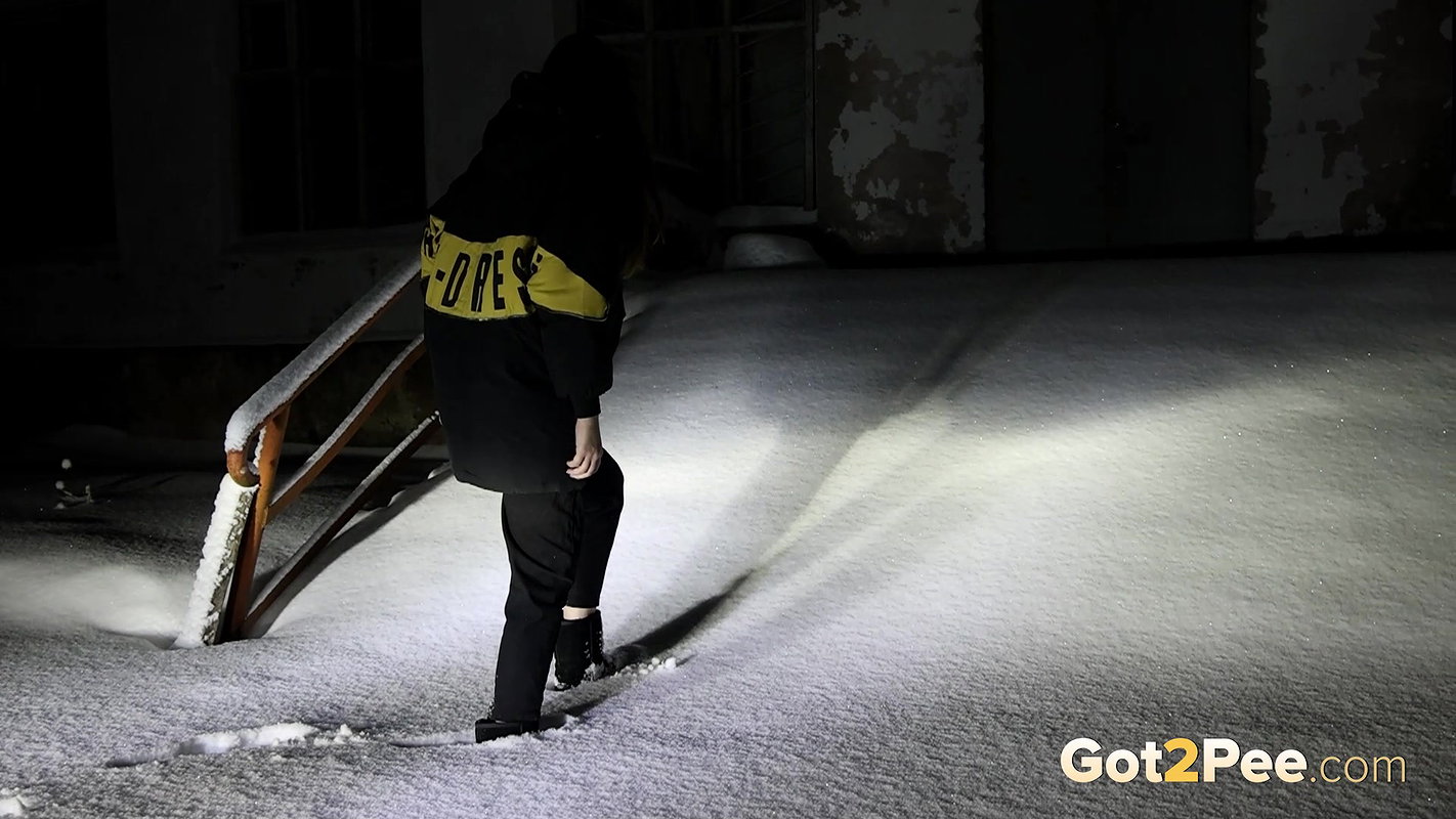 European Babe Squats In Deep Snow To Piss Got2pee