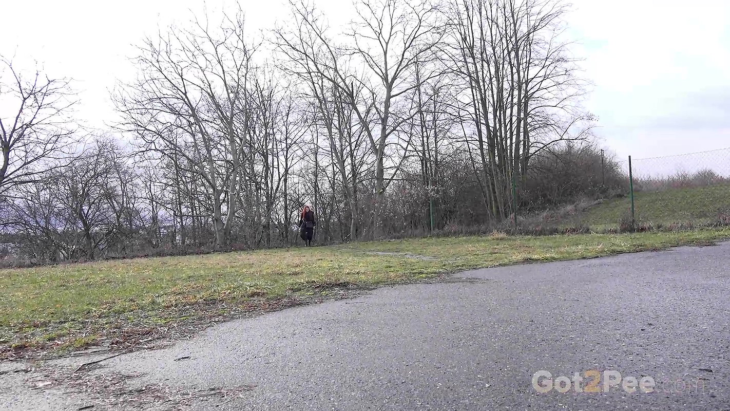 Redhead Hottie Katy Squats To Piss On A Road Got2pee