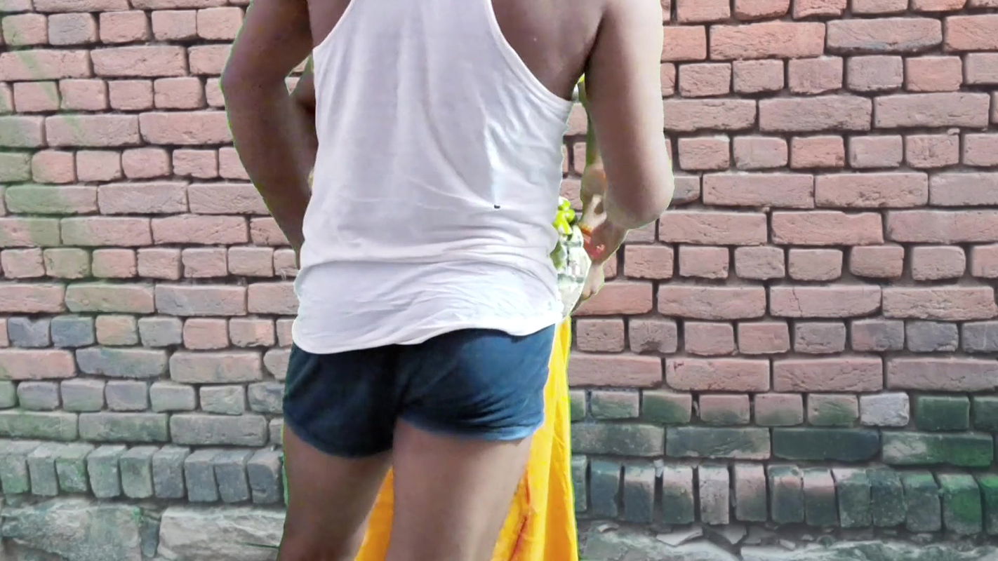 Komal house owner was lying down after checking his ass by inserting a broom in it