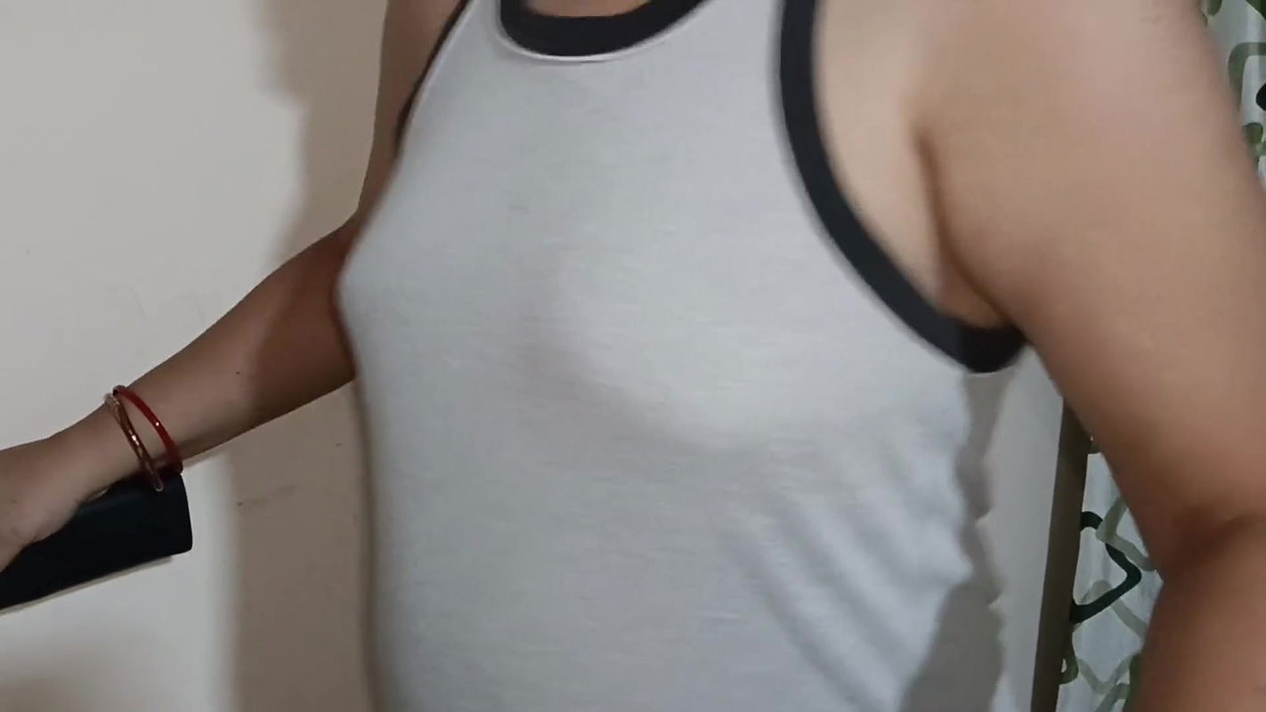 Horny stepsister walking nude in gym, pervert stepfather filming her move