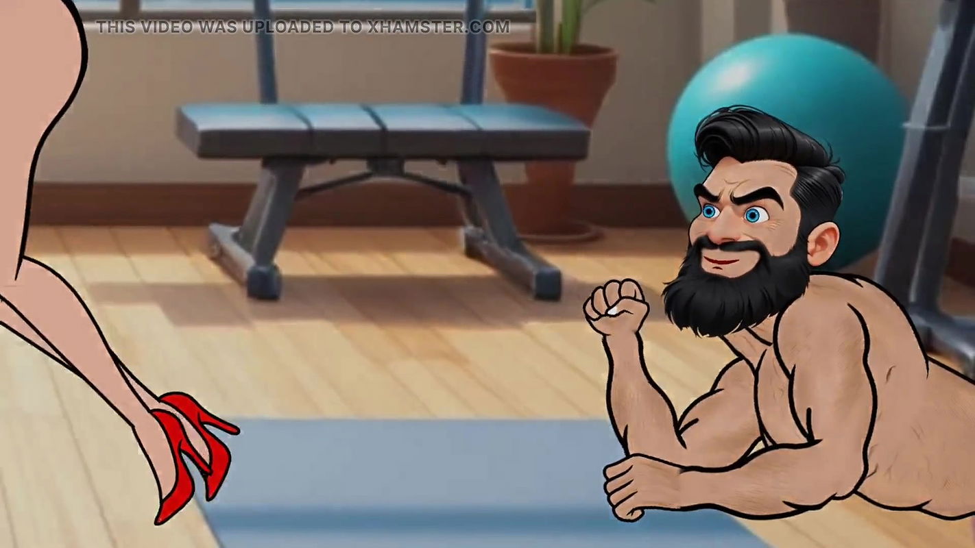 Gym sex, girl with big boobs fucked by bodyguard with big dick