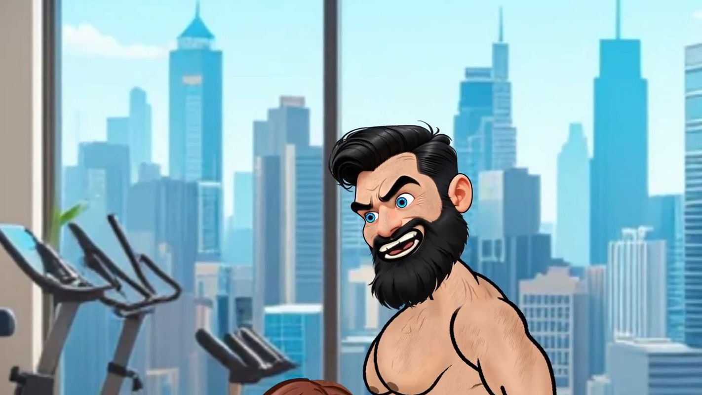 Gym sex, girl with big boobs fucked by bodyguard with big dick