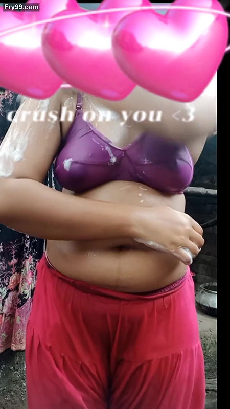 Hot sexy Indian girl is bathing in the bathroom and showing her cute nude body and boobs.