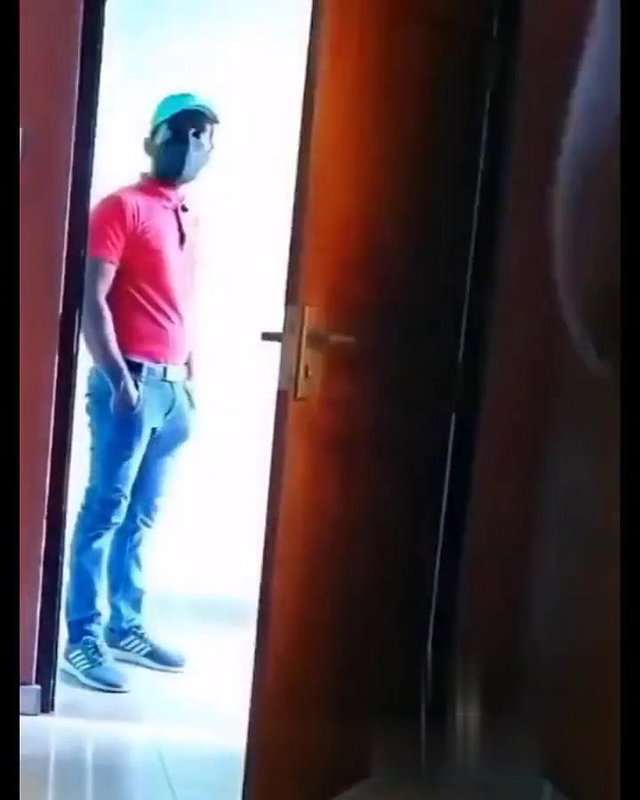 Hot daring Wife Nude in front of Delivery Boy