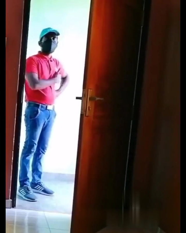 Hot daring Wife Nude in front of Delivery Boy