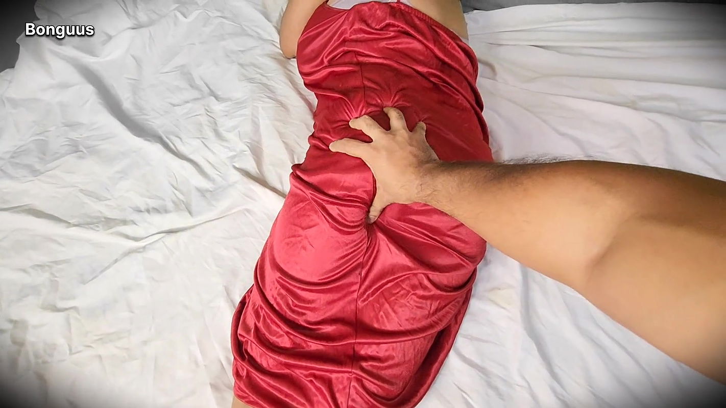 My wife wearing Red Dress I fucked her wet Creamy Pussy