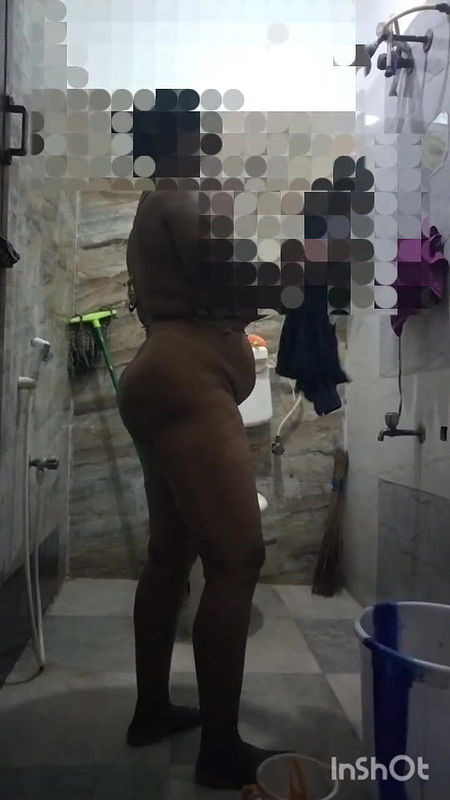 Indian Tamil Maid Bathing Infront of Owner