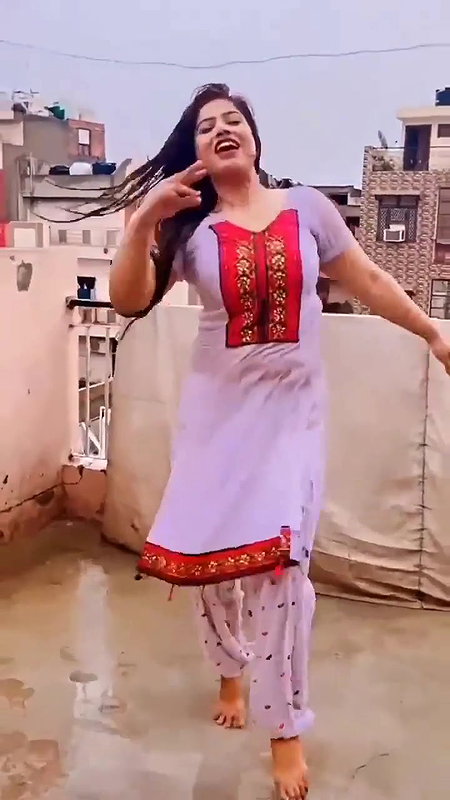 Hot Girl Dancing in rain her panty visible