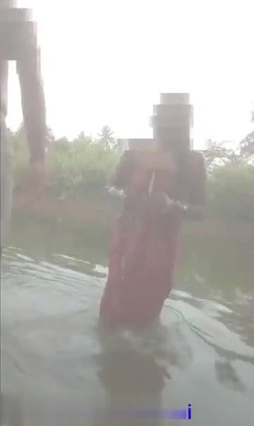Desi Aunty Bathing in Pond and Fucking with Lover