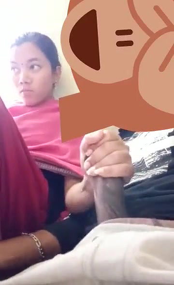 Naughty girlfriend gives handjob to bf