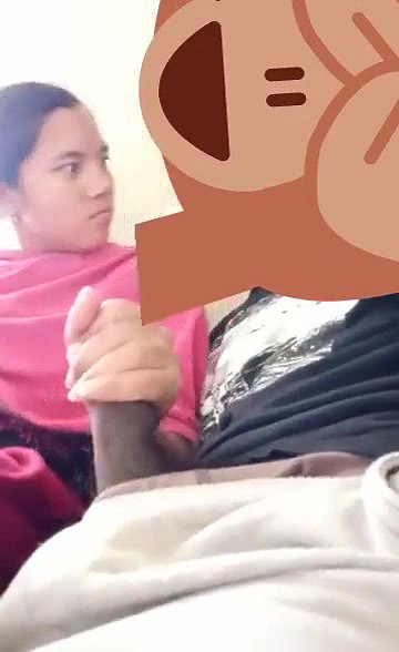 Naughty girlfriend gives handjob to bf
