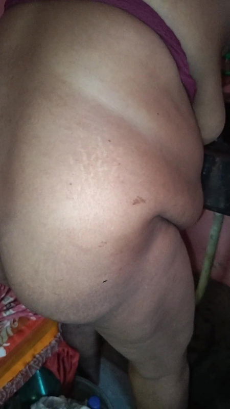 Indian Women Working on Her Kitchen in Nude Situation