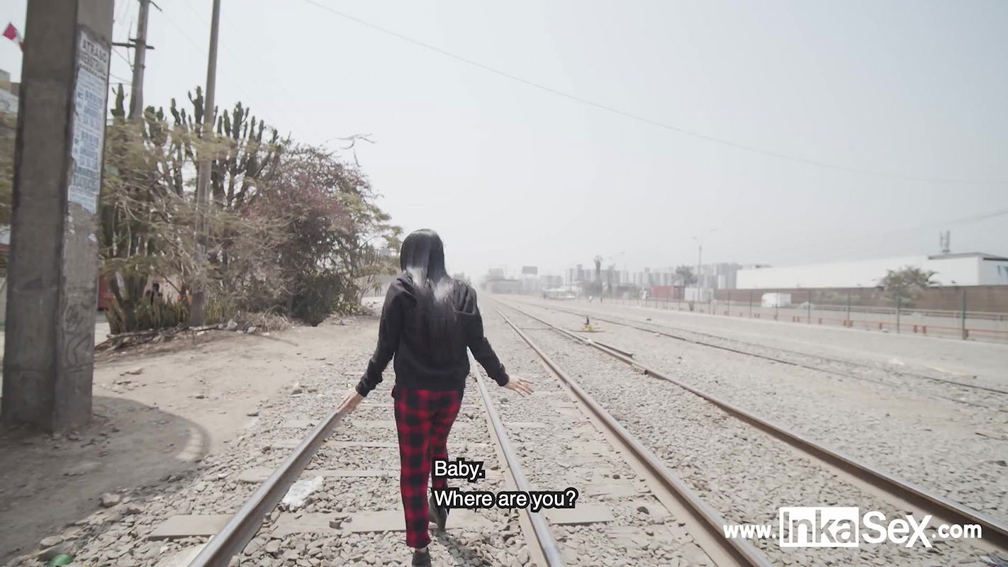 Petite Venezuelan model is approached by Peruvian near train line