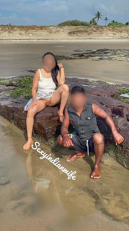 Indian Daring Wife showing pussy in public & Stanger jerking of to her