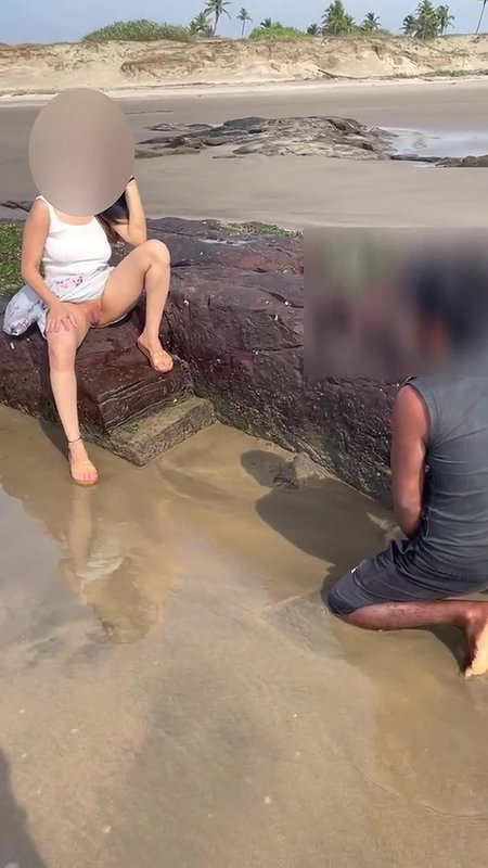 Indian Daring Wife showing pussy in public & Stanger jerking of to her