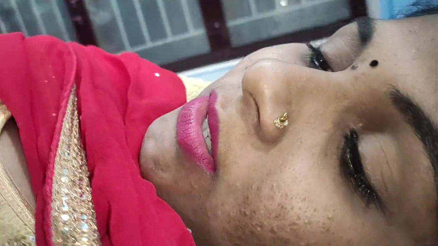 Red half saree navel lick romance