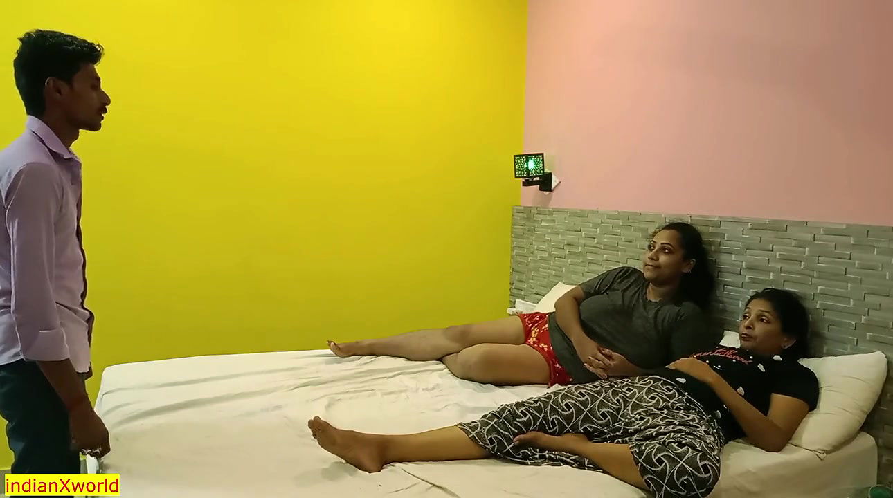 Two beautiful girl playing with young boy full night!! Threesome sex