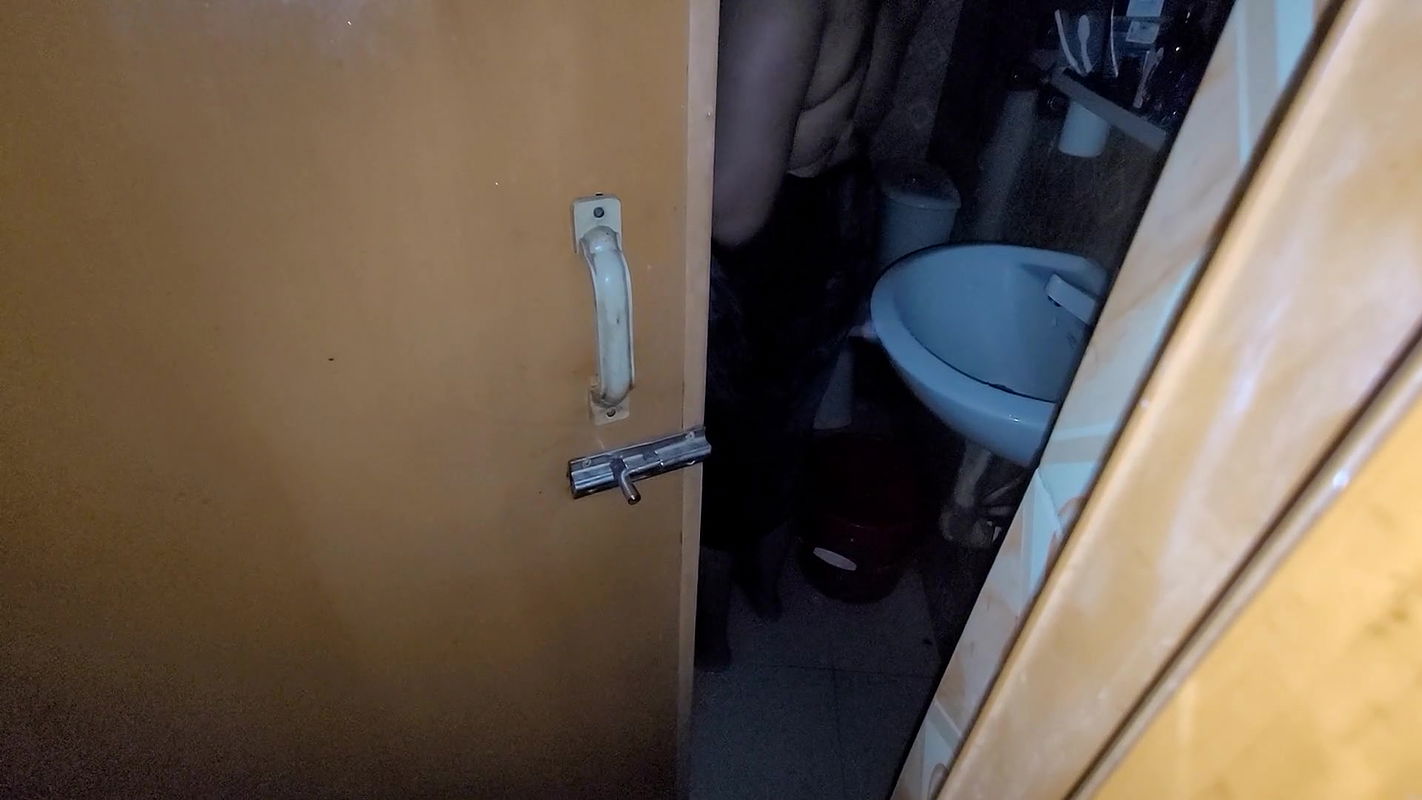 My stepsister was taking a shower with the door open and I was peeking in