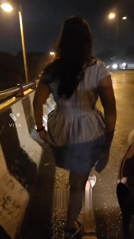 Hot daring wife Showing her ass in Shopping mall and Highway 2clips merged