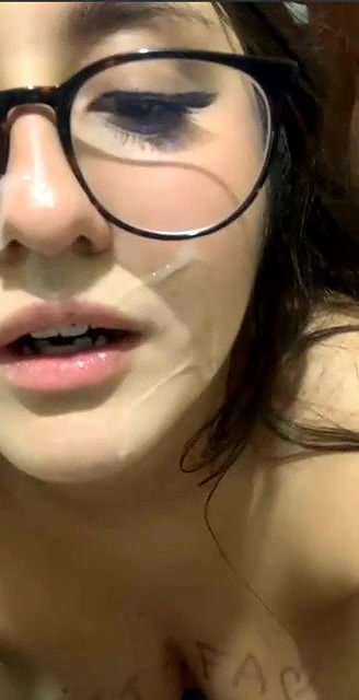 Cute Girl With Glasses Takes Cum In Mouth Swallows And Licks It Nicely