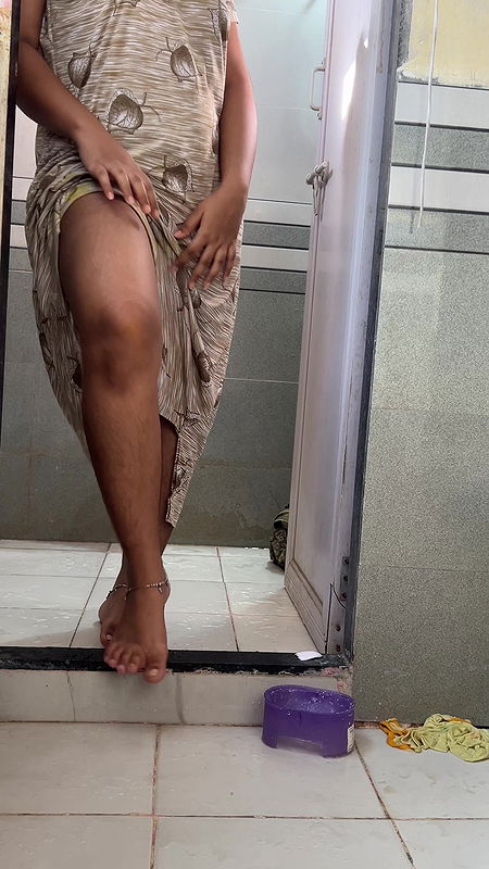 Komal was not at home, husband called the garbage man inside and started fucking at the bathroom