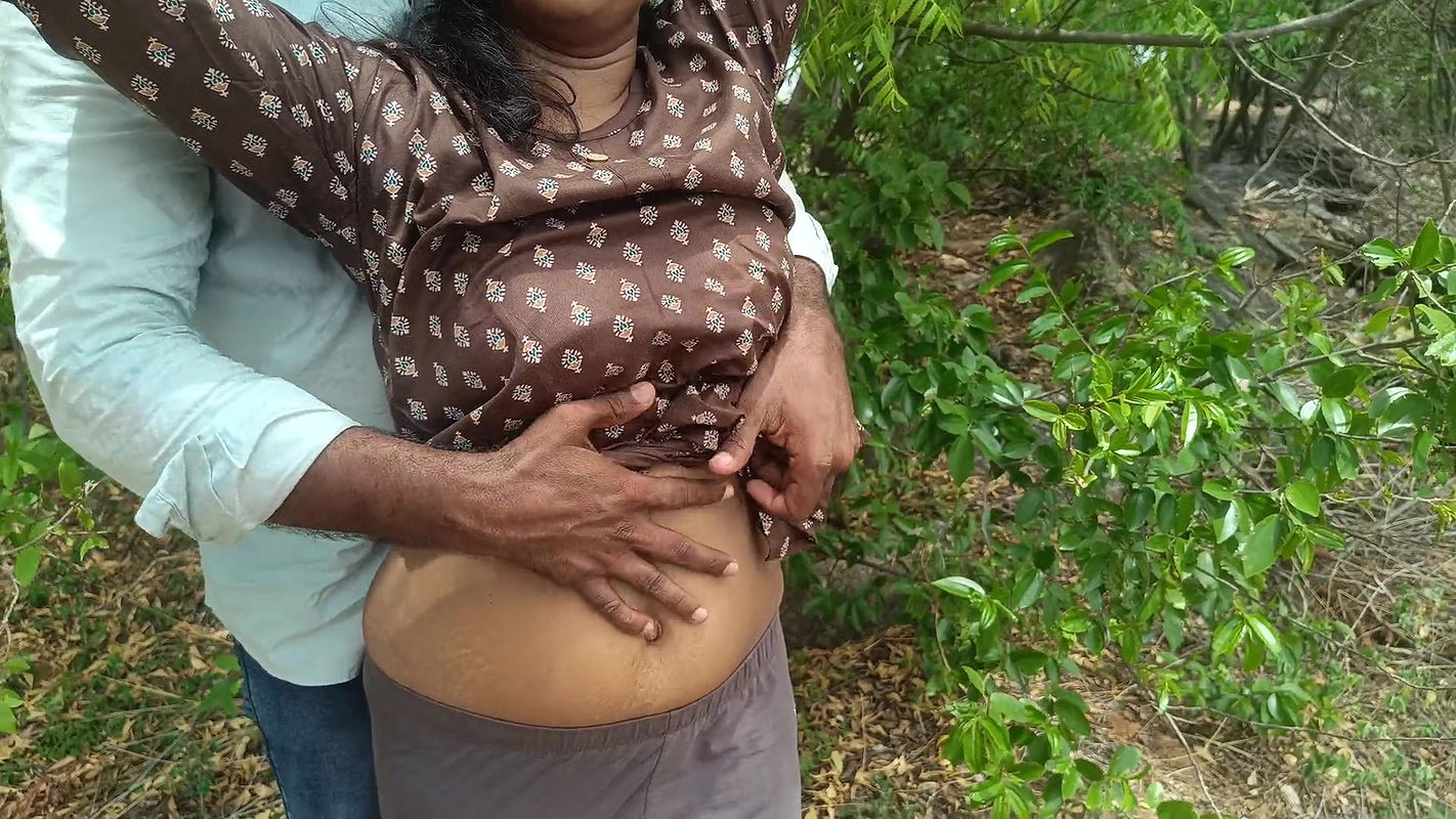 Deep forest Outdoor romance with school girl