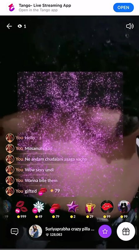 Suriya Prabha Saree Strip and Nude Boob Show on Tango Live