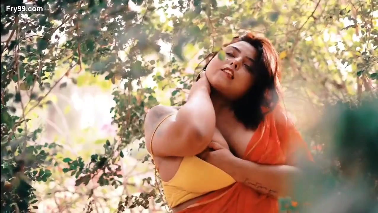 Indrani in Orange Saree Showing Nipples in Outdoor Photoshoot