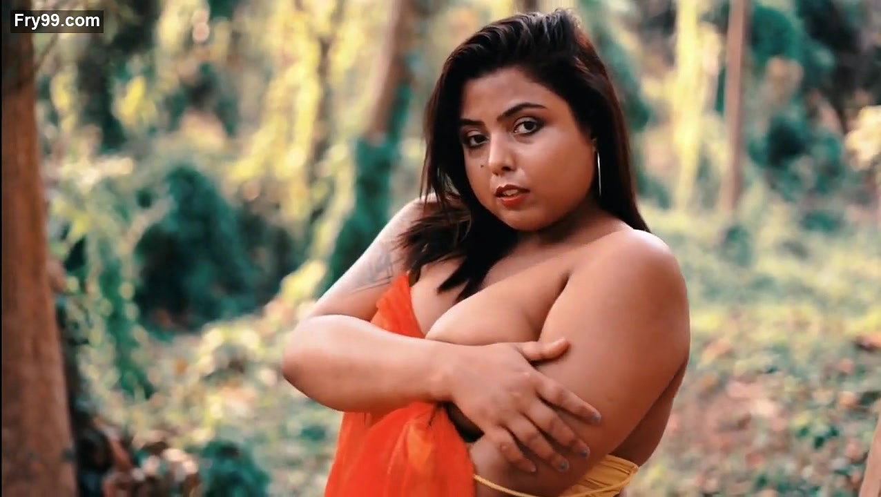 Indrani in Orange Saree Showing Nipples in Outdoor Photoshoot