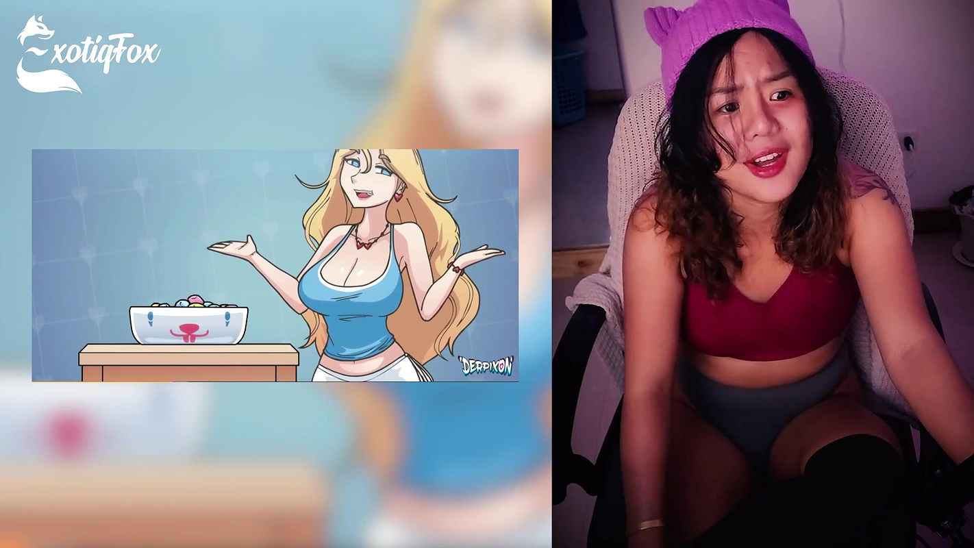 DERPIXON PARTY GAMES HENTAI REVIEW REACTION RATING – ExotiqFox Solo Gooner Girl Masturbation