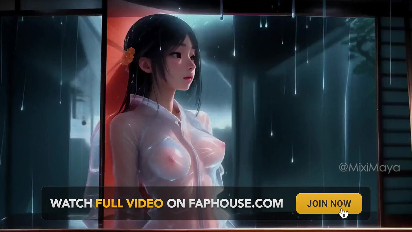 Cute Topless Japanese Girls Under the Rain