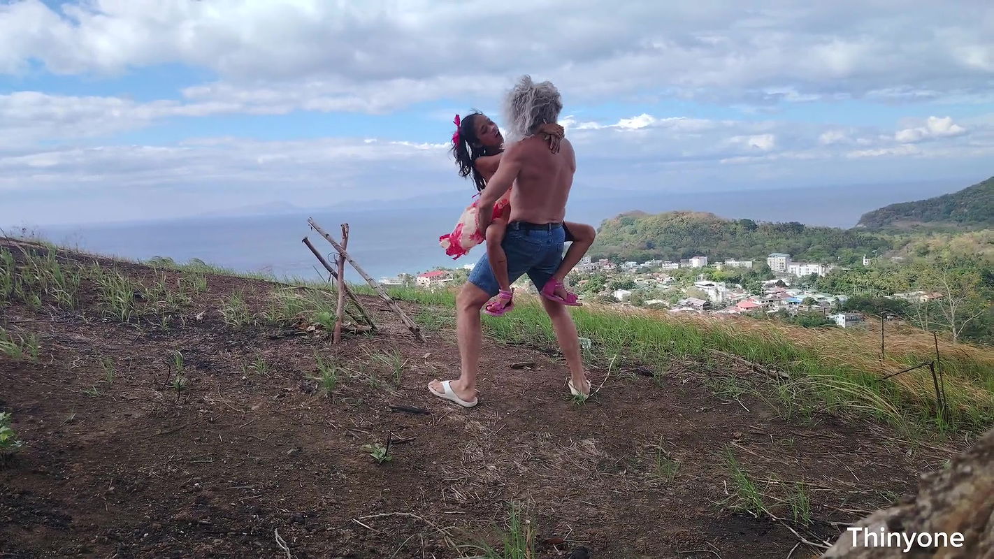 Giant Cock Freak Enjoying Petite Beauty on the Beach and Mountain