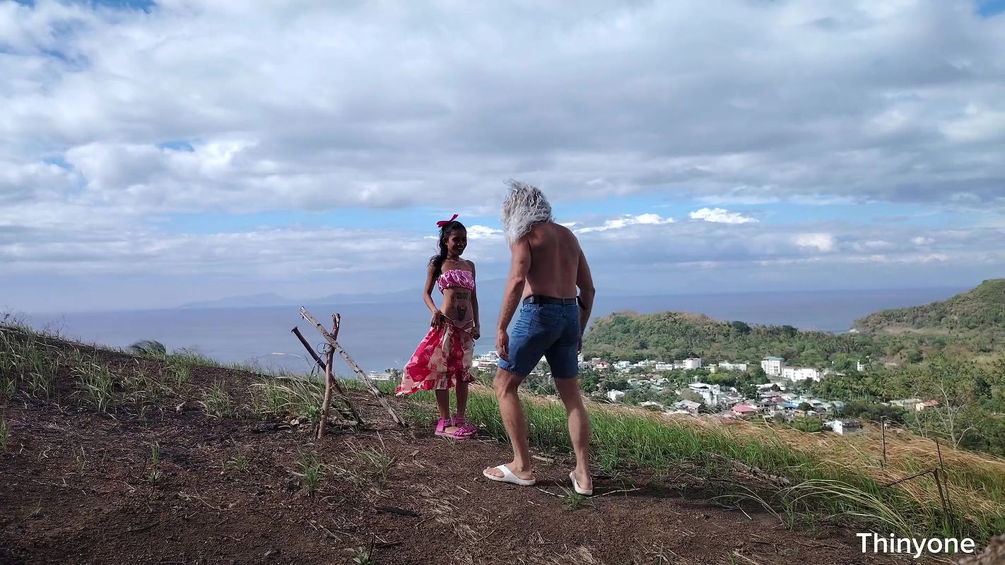 Giant Cock Freak Enjoying Petite Beauty on the Beach and Mountain