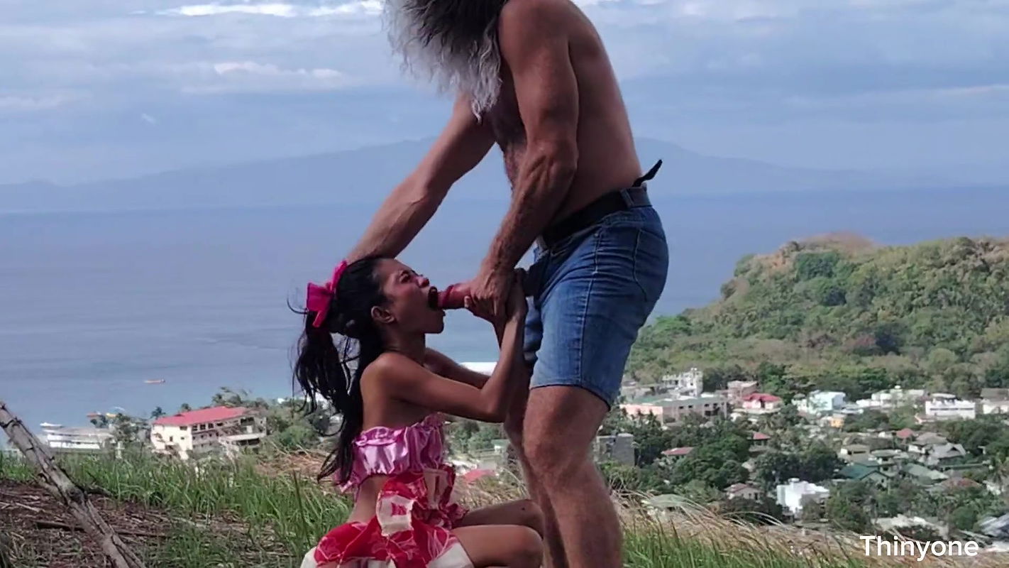 Giant Cock Freak Enjoying Petite Beauty on the Beach and Mountain