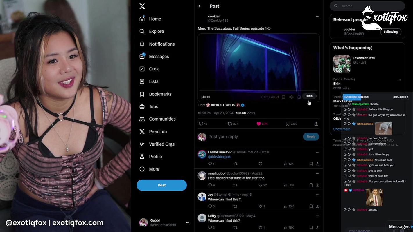 MERU THE SUCCUBUS 1 TO 5 LIVE REACTION WITH FANS LIVESTREAM HIGHLIGHTS – ExotiqFox Solo Gooner Girl Masturbation