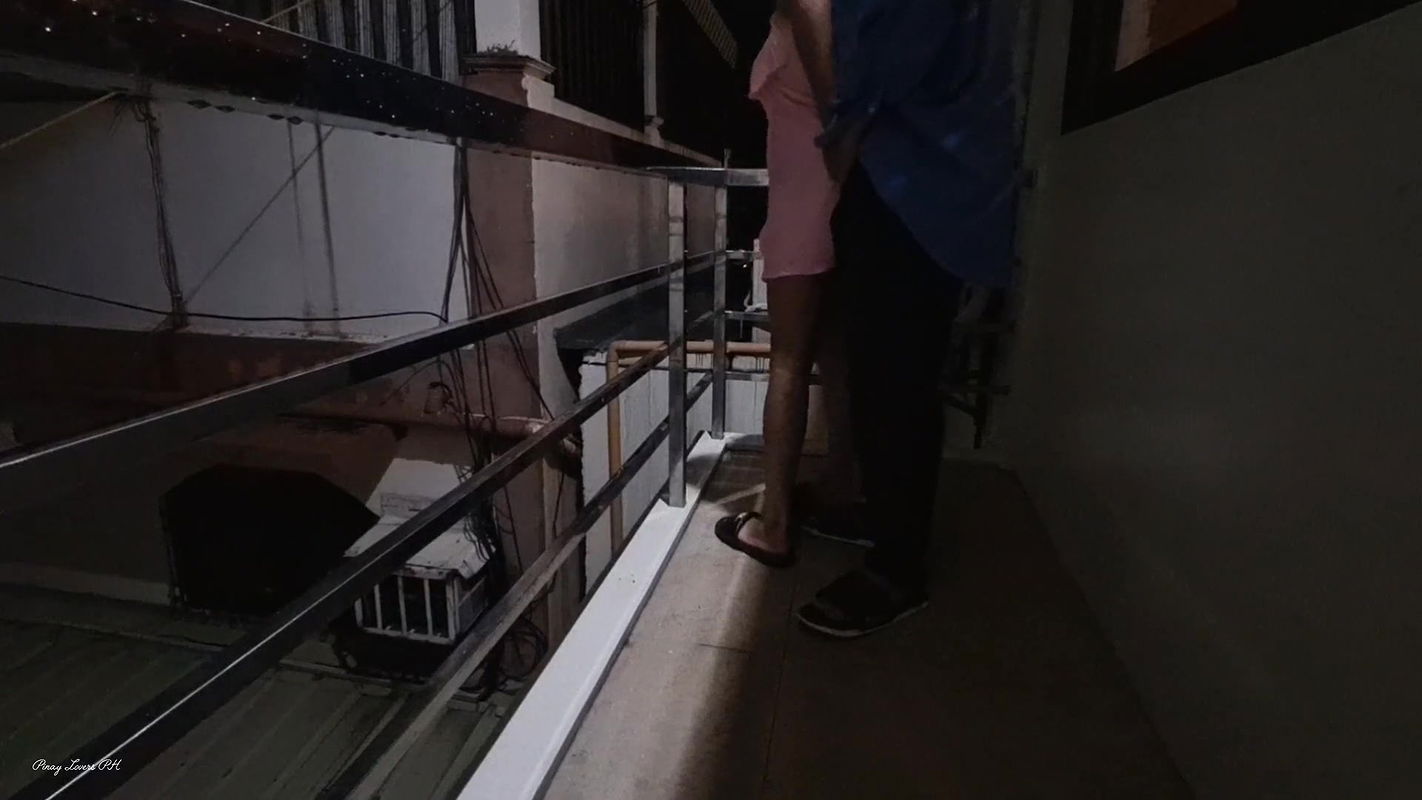 Risky Public, fucking my neighbor at the terrace almost Caught