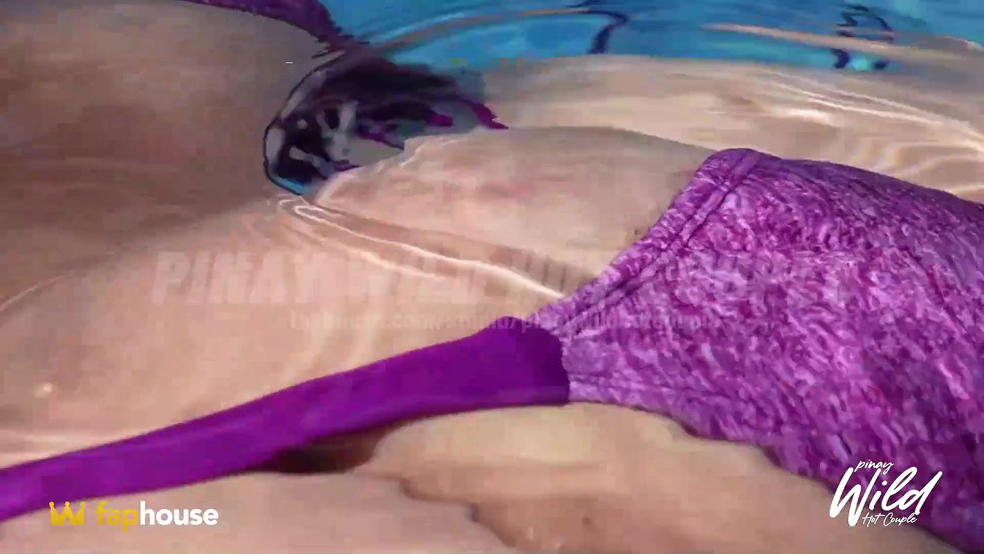 Pinay enjoying her summer break at the pool while showing her big tits