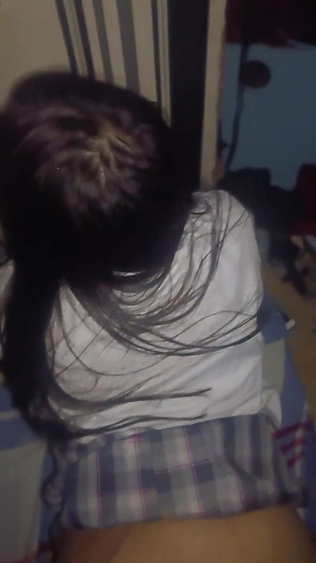 Quietly fucking my chubby GF in her school uniform