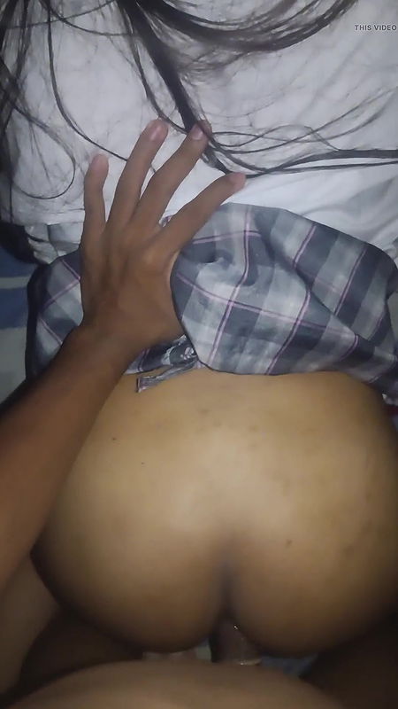 Quietly fucking my chubby GF in her school uniform