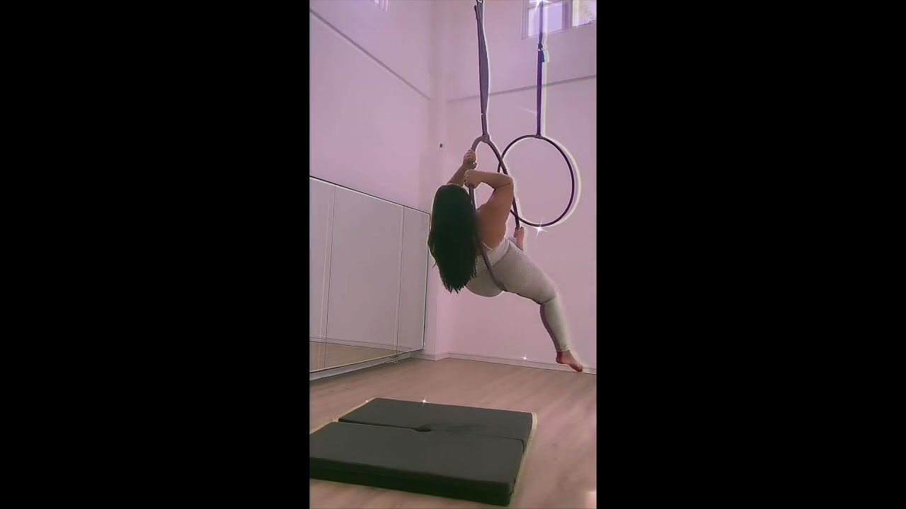 Pinay Pole Dancing with Heels and doing Aerial Hoops